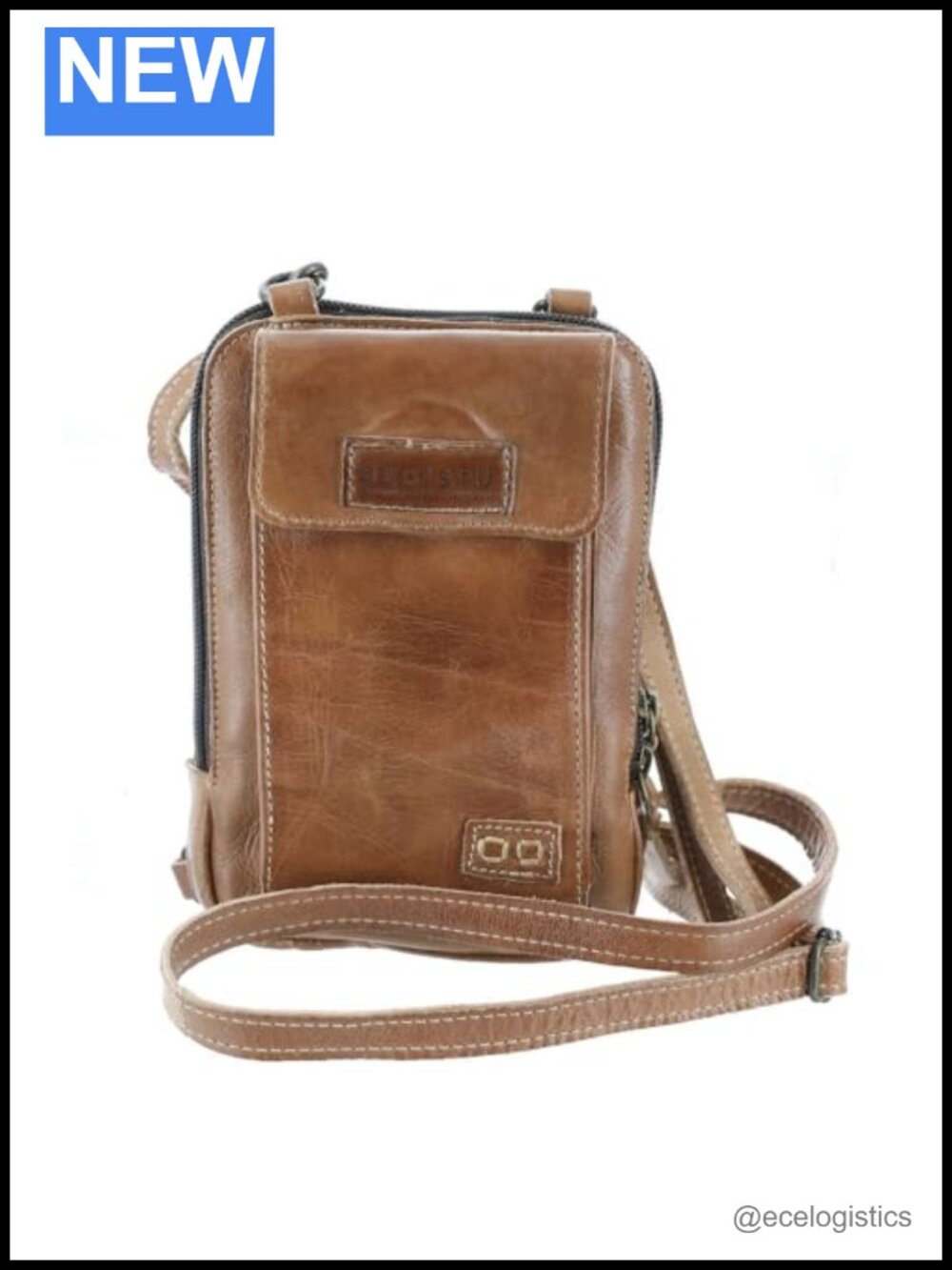 Leather Crossbody Wallet with Zip Closure and Magnetic Phone Pocket